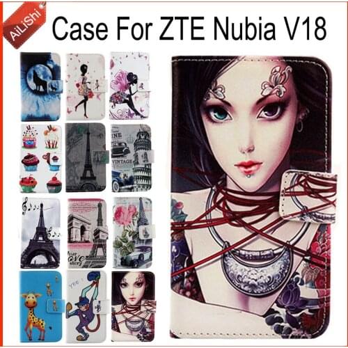 AiLiShi Case For ZTE Nubia V18 Luxury Flip Painted Leather Case Nubia V18 ZTE Exclusive 100% Special Phone Cover Skin+Tracking