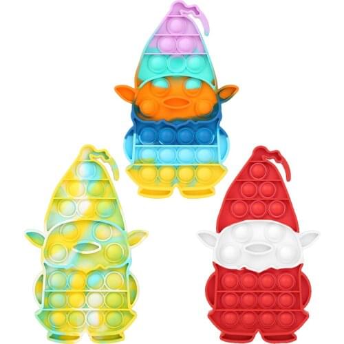 Tie Dye Push Bubble Decompression Sensory Toy Christmas Santa Claus Shape Autism Needs Stress Reliever Toys Adult Children Gifts