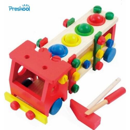 Montessori Kids Toy Wooden Toys Removable Model Screw Truck Learning Educational Preschool Training Brinquedos Juguets