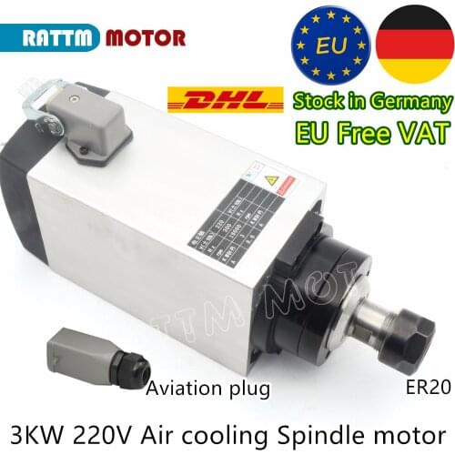 『EU Free VAT』3KW 220V Air Cooling Spindle Motor ER20 300Hz 18000RPM 10A for CNC Milling Engraving Router Machine