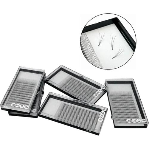 Premade Volume Fans Lashes Short Stem 5 Trays Wholesale Handmade 3D False Eyelashes 0.10mm C/D Eyelash Vendor Custom Logo