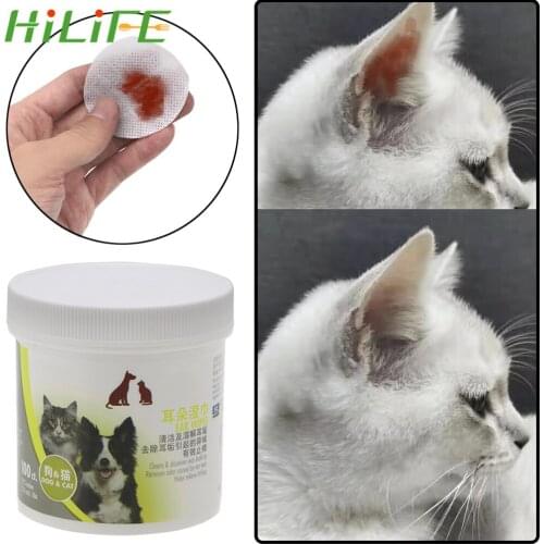 HILIFE 100 Pcs/lot Stop Itching Gentle Cleaning Keep Hygiene Pet Ear Cleaner Wipes for Dogs