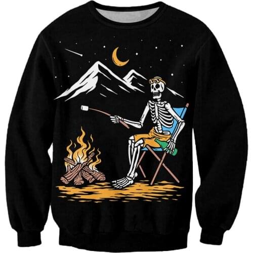 IFPD EU Size Fashion Funny Mens Sweatshirts 3d Cool Printed Skull Black Long Sleeve Shirt Mens Casual Plus Size Men Pullover