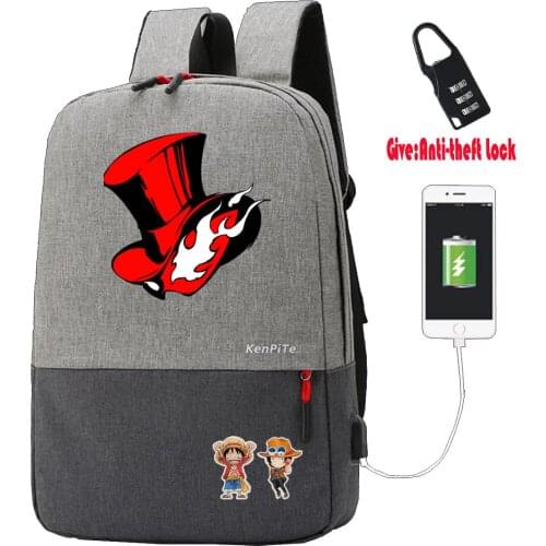 Game Persona 5 Backpack student book Bags Anti-theft USB Charging women men Laptop backpack teenagers Travel backpack
