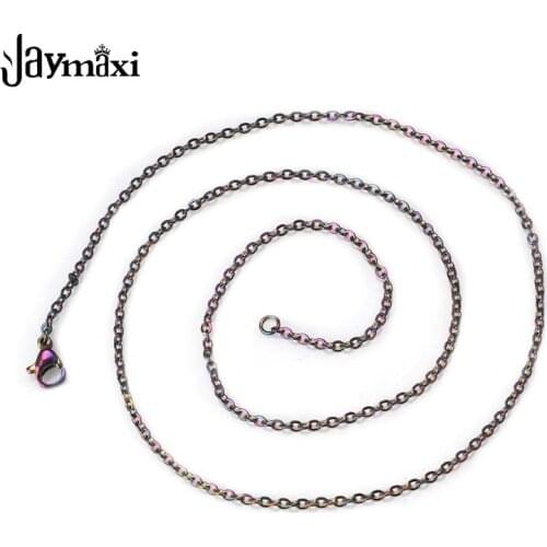 Jaymaxi Rainbow Color Necklace Chain Stainless Steel DIY Neckalce Chain 1mm 1.5mm 2mm Thickness Cable 10pcs/lot