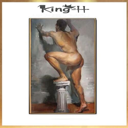 Oil Painting Gymnastics Hand Painted Modern Nude Art Sexy Boy Oil Painting Art High Quality Original Man Charm