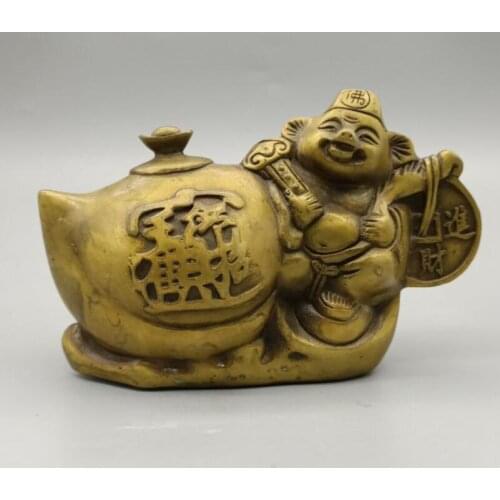 China brass recruit wealth Pig eight quit crafts statue