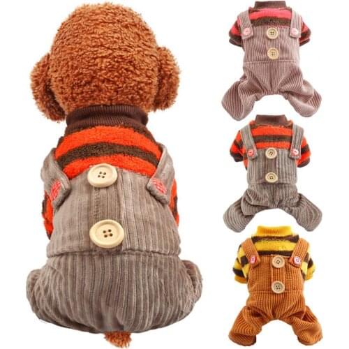 Overalls Pet Puppy Cat Button Stripe Pattern Overalls Suspenders Four-legged Dog Clothes Dog Supplies