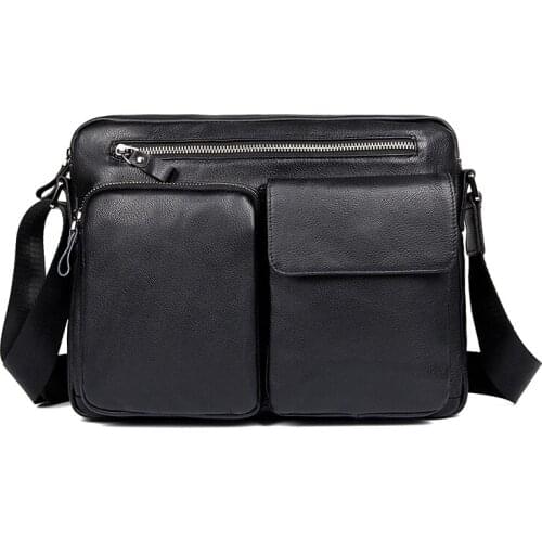 Men High Quality Real Leather Brand Shoulder Sling Bag for Man 2018 Crossbody Black Fashionable Cowhide Leather Messenger Bags