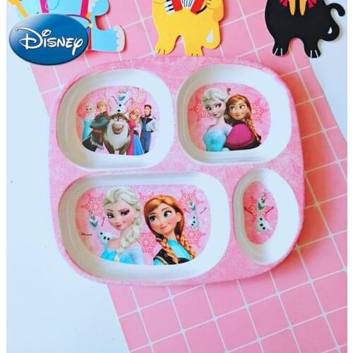 Disney Cartoon Elsa Childrens Tableware Set Baby Partitioned Dinner Plate Fall Resistant Eating Bowl Fruit Plate Chopsticks