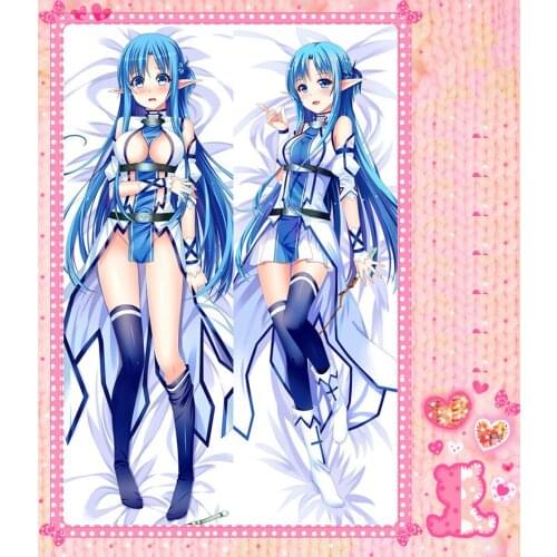 Anime Cartoon Sword Art Online Double Bolster Hugging Pillow Case Pillow Cover Pillowcase Peach Skin 2 Way No.12156