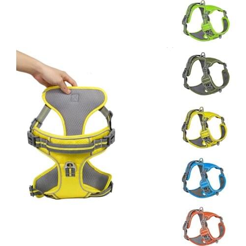Nylon Pet Dog Harness Reflective Dog Padded Vest Adjustable Chest Strap Safety Lead All Weathers For Large Medium Small Dogs