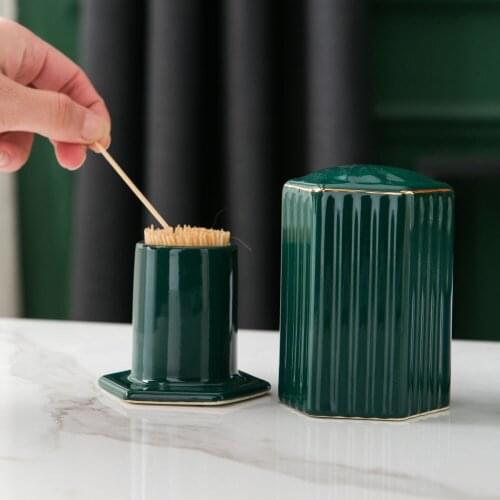 Three-dimensional ceramic toothpick box, dental floss bucket, living room coffee table, household toothpick holder