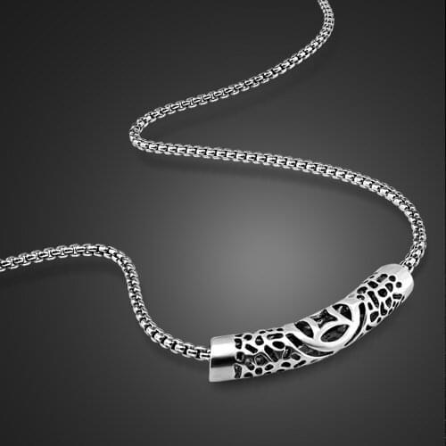 New Vntage Tubular Totem Pendant Necklace Men Trendy Simple 100% 925 Sterling Silver Chain Punk Women Fine Jewelry Gift