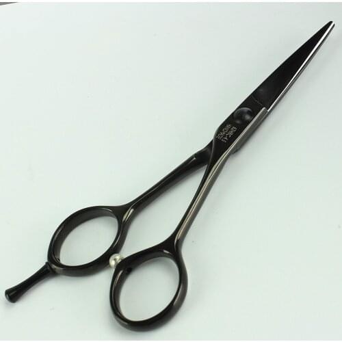 New Black scissors hairdressing 4.5 inch salon professional stainless steel hairdressing scissors salon tool anti-slip free logo