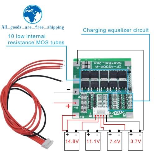 New Arrival 4S 30A 14.8V Li-ion Lithium 18650 Battery BMS Packs PCB Protection Board Balance Integrated Circuits