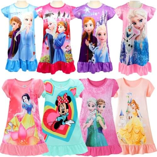2021 Snow White Princess Dress Girls Clothing Kids Clothes Belle Anna Elsa Rapunzel Minnie Dress Birthday Dresses Casual Costume