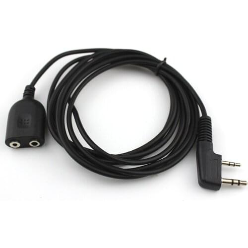 Walkie Talkie K type 2 Pin Speaker Mic Microphone Headset Earpiece Male to Female Extension Cord Cable for Kenwood BaoFeng UV-5R