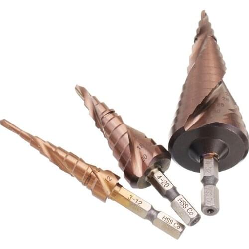 Step Drill Bit 3-12/4-20/4-32mm M35 Coblat Step Drill Bit 1/4 Inch Hex Shank HSS-Co High Quality Step Drill Bit