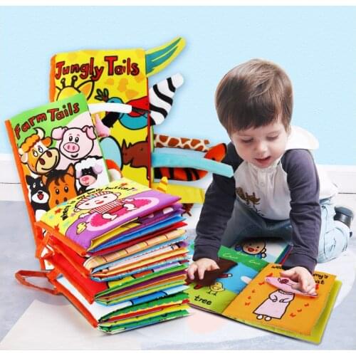 Activity Quiet Book Animal Tail Dinosaur Baby Cloth Book Soft For Kid Newborn Early Learning Educational Rattles Toys 0-12 Month