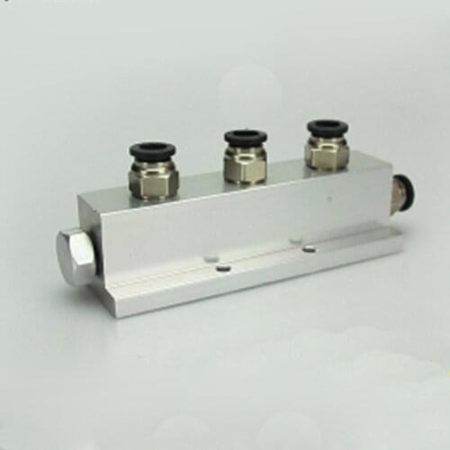 Push Fit 8mm 3 Way Solid Aluminum T-Shape Air Manifold Block Splitter