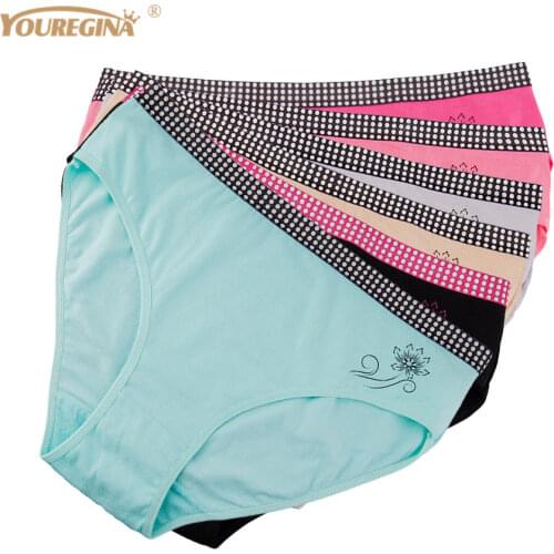 YOUREGINA Lady Panties Women Underwear Plus Size Cotton High Waist Briefs Ladies Panties Knickers Intimates for Women 6pcs/lot