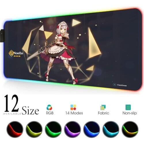 Genshin Impact Mouse Pad Blue Led Mouse Pad Anime Carpet Mouse Gel Rgb Rug Gaming Mouse with Backlight Gamer Decoration Gloway