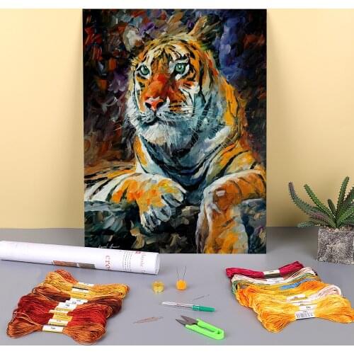 Siberian Tiger Printed 11CT Cross Stitch Embroidery Patterns DMC Threads Craft Hobby Knitting Handicraft Gift Sales Decor