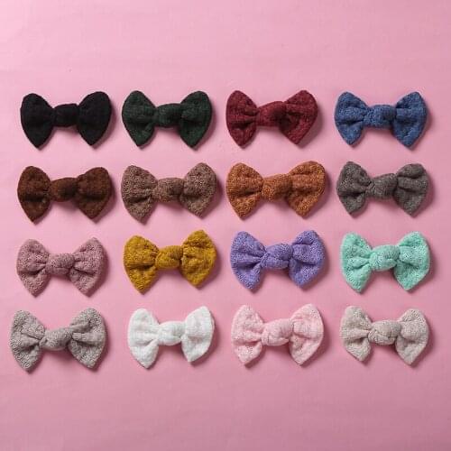 Winter Autumn Girls Hair Clips Candy Style Baby Waffle Knitted Bows Hairpins Princess Sweet Knotted Hair Barrettes