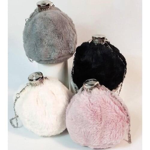 Women Ladies Fashion Mini Fuzzy Flagon Bucket Shape Cross Body Shoulder Bag for women 2020