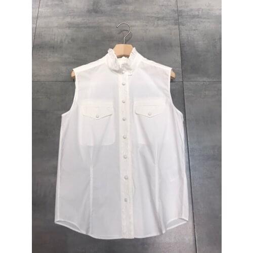 Fashion 2021 new ladies sleeveless sexy casual geometric figure side pocket top 0308