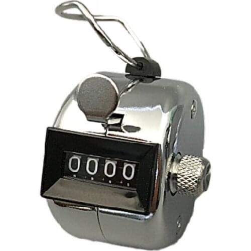 1pc Hand Tally Counter Stainless Steel 4 Digit Mechanical Clicker with Finger Ring