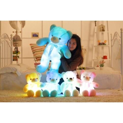 30cm 50cm bow tie teddy bear luminous bear doll with built-in led colorful light luminous function Valentines day gift plush t