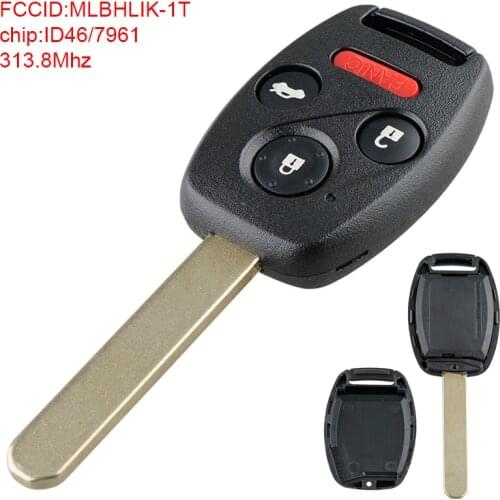 313.8MHz Keyless Entry Key Car Remote Fob with ID46/7961 Chip MLBHLIK-1T Fit for 2008-2012 Honda Accord Coupe Civic Pilot CR-V