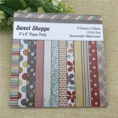 6"X6" Sweet Shoppe patterned paper Scrapbooking paper pack handmade craft paper craft Background pad