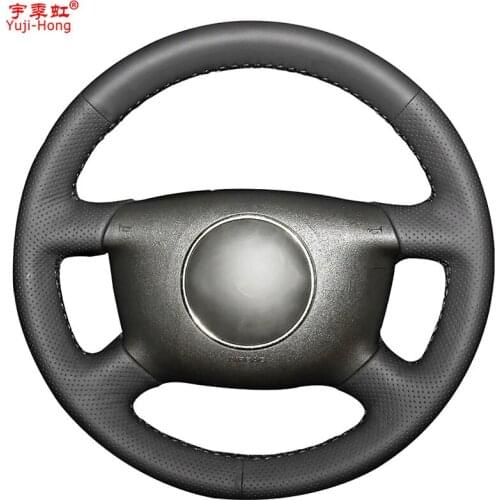 Yuji-Hong Artificial Leather Car Steering Wheel Covers Case for Audi A6 2000-2004 Audi A3 2000-2003 Black Leather Cover