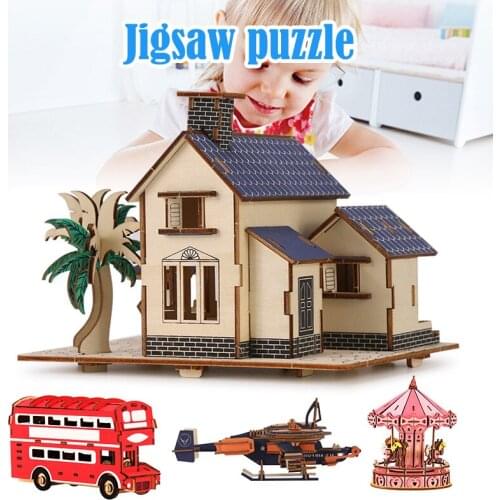 Children Kids 3D Puzzle Toy Model DIY Wooden Educational Gift Decoration for Home 2020 New Kids Toys Dropship
