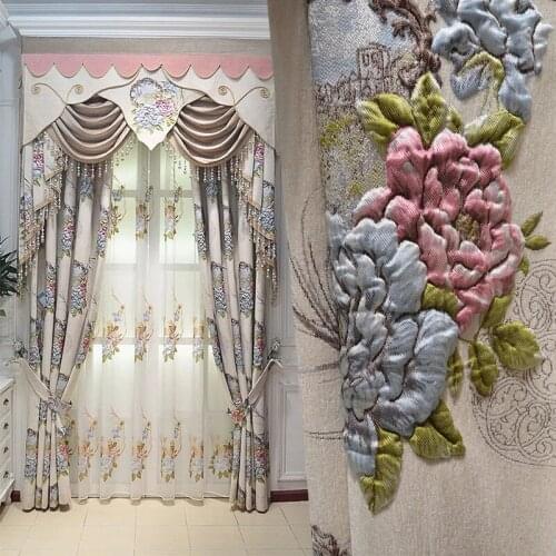 Custom Relief Jacquard High Class European Luxury Blackout Curtains For Living Room Bedroom Noble Embroidery Curtain Tulle #4