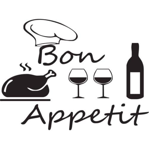 French Kitchen Decoration Turkey Chef Hat Wine Bottle And Glasses Wall Sticker Vinyl Removable Home Decor