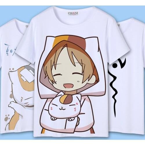 Natsumes Book of Friends Cosplay T Shirt Madara Natsume Reiko Print T-Shirt Graphic Tees Harajuku Top Costume tshirt Top tee