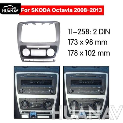 HUANAV Car Radio stereo Fitting installation adapter fascia For 2008-2013 Skoda Octavia(RS Yi Zun 2013 Yijun Silver)Audio Fascia