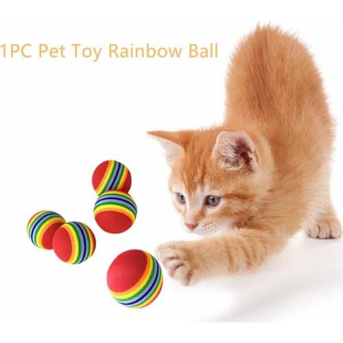 Cats And Dogs Toy Rainbow Ball Pet Interactive Play Chewing Training Toy Elastic Rubber Pet Fidget Toy Ball Supplies Accessories