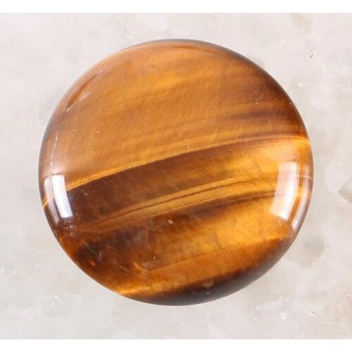 2Pcs/Lot 30MM Round CAB Cabochon Natural Gem Stone Gold Tiger Eye No Drilled Hole Bead For Jewelry Making Bracelet Earring K1095