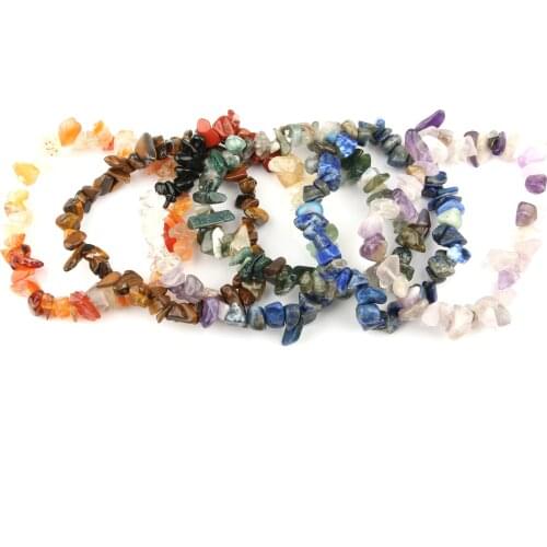 Hot Irregular Natural Crystals Chakras Stone Bracelet Beads Chips Jewelry Bracelets Yellow Crystals Aquamarines
