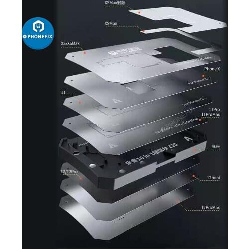 MJ Z20 10 in 1 Motherboard Tin Planting Platform BGA Reballing Stencil Fixture for iPhone X XS MAX 11 / PRO/MAX 12 /12Pro/Max