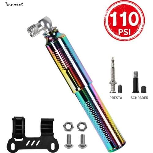 Multi-color Bike Pump 110 PSI High Pressure Air Tire Inflator Presta Schrader Valve MTB Bicycle Mini Pump Portable Bicycle Tools