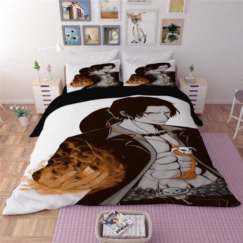 Mxdfafa Anime One Piece Printed Duvet Cover Set 3D Bedding Set Luxury Comforter Bedding Set with 1 Duvet Cover and 2 Pillowcase