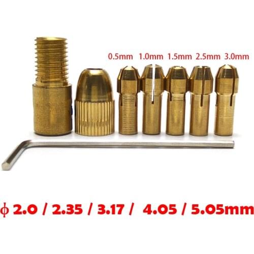 7Pcs/set 0.5-3.0MM Mini Drill Collet Set Micro Twist Electronic Chuck Keyless Adapter With 1PC Wrench Chucks Socket