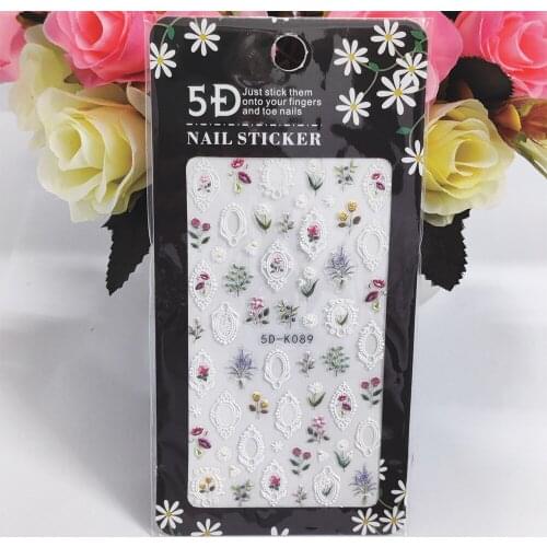 New 5D Nail Stickers Anaglyph Effect Crystal Rose Flowers Nail Art Decorations Self Adhesive Manicure Decals Accessories