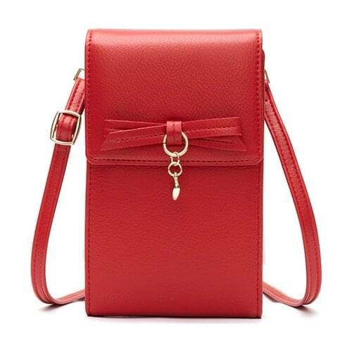 New Women Multifunctional Leather Mobile Phone Bag Ladies Solid Color Shoulder Messenger Purse Large Capacity Female Fashion Bag